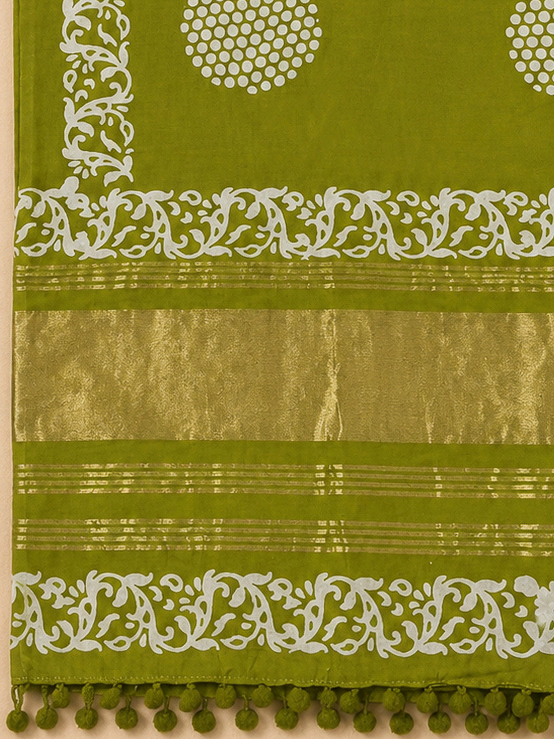 Mehndi Cotton Blend Printed Unstitched Dress Material