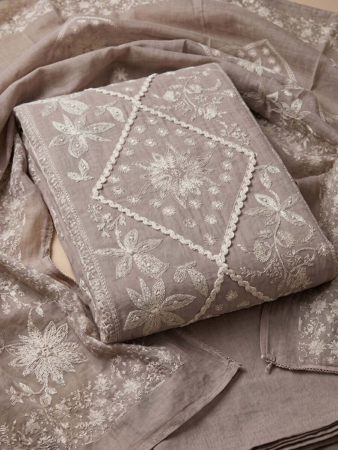 Mouse Printed Cotton Blend Unstitched Suit &amp; Pant With Cotton Dupatta