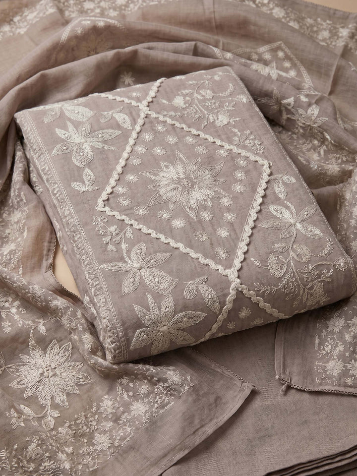 Mouse Printed Cotton Blend Unstitched Suit &amp; Pant With Cotton Dupatta