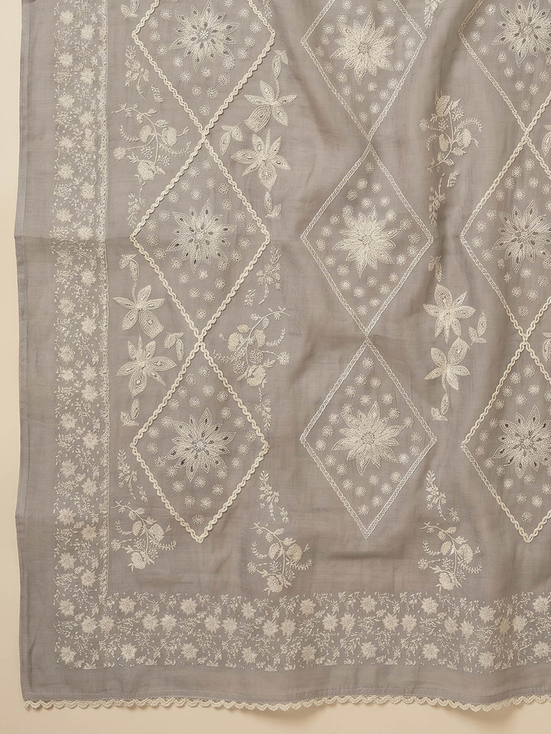 Mouse Printed Cotton Blend Unstitched Suit &amp; Pant With Cotton Dupatta