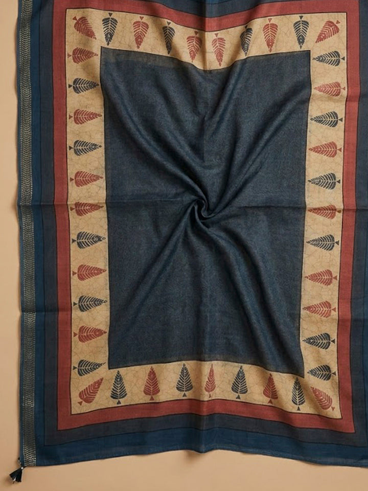 Rust Yoke Embroidery Chanderi Unstitched Dress Material