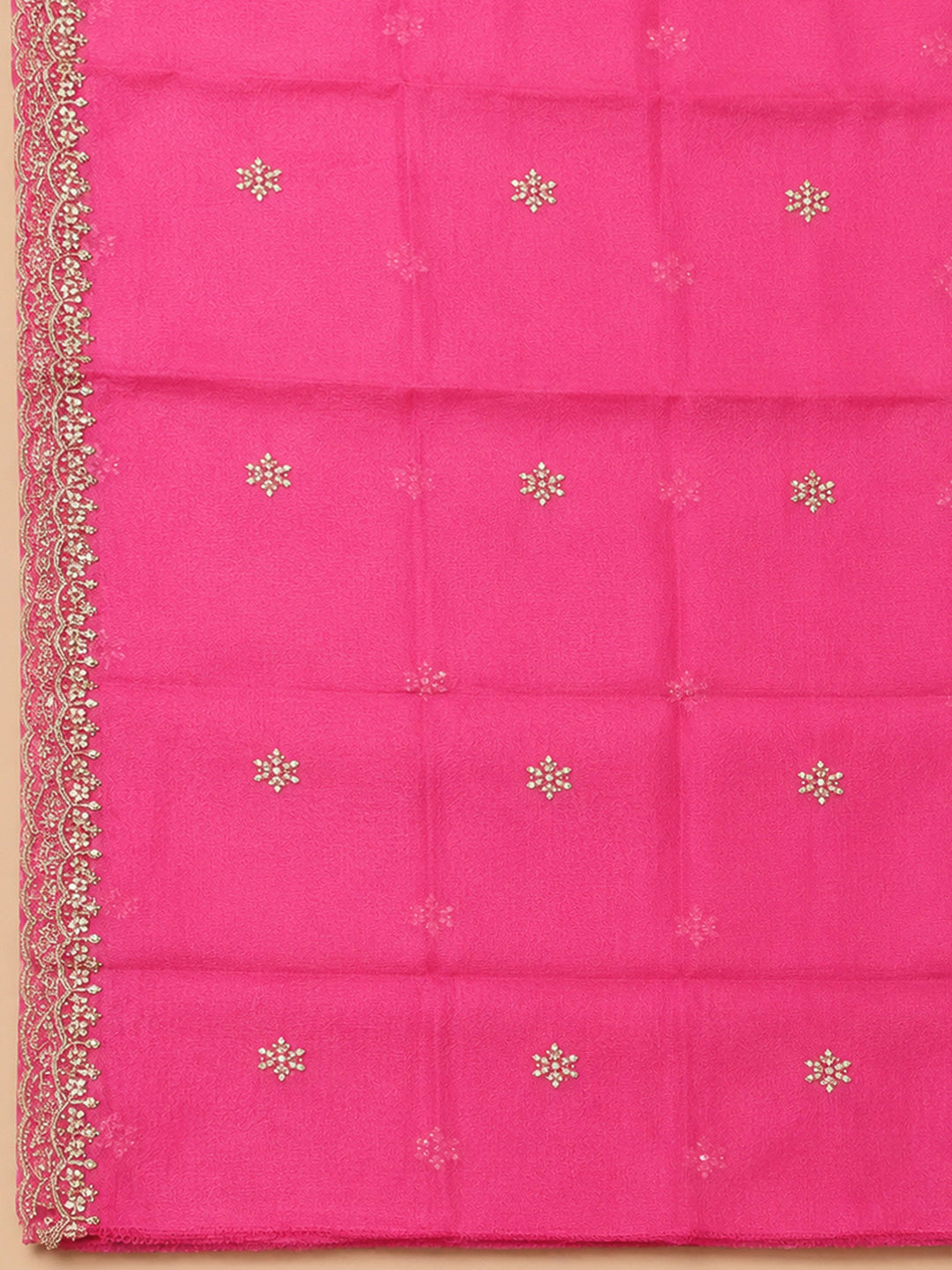 Pink Embroidery Organza Unstitched Dress Material