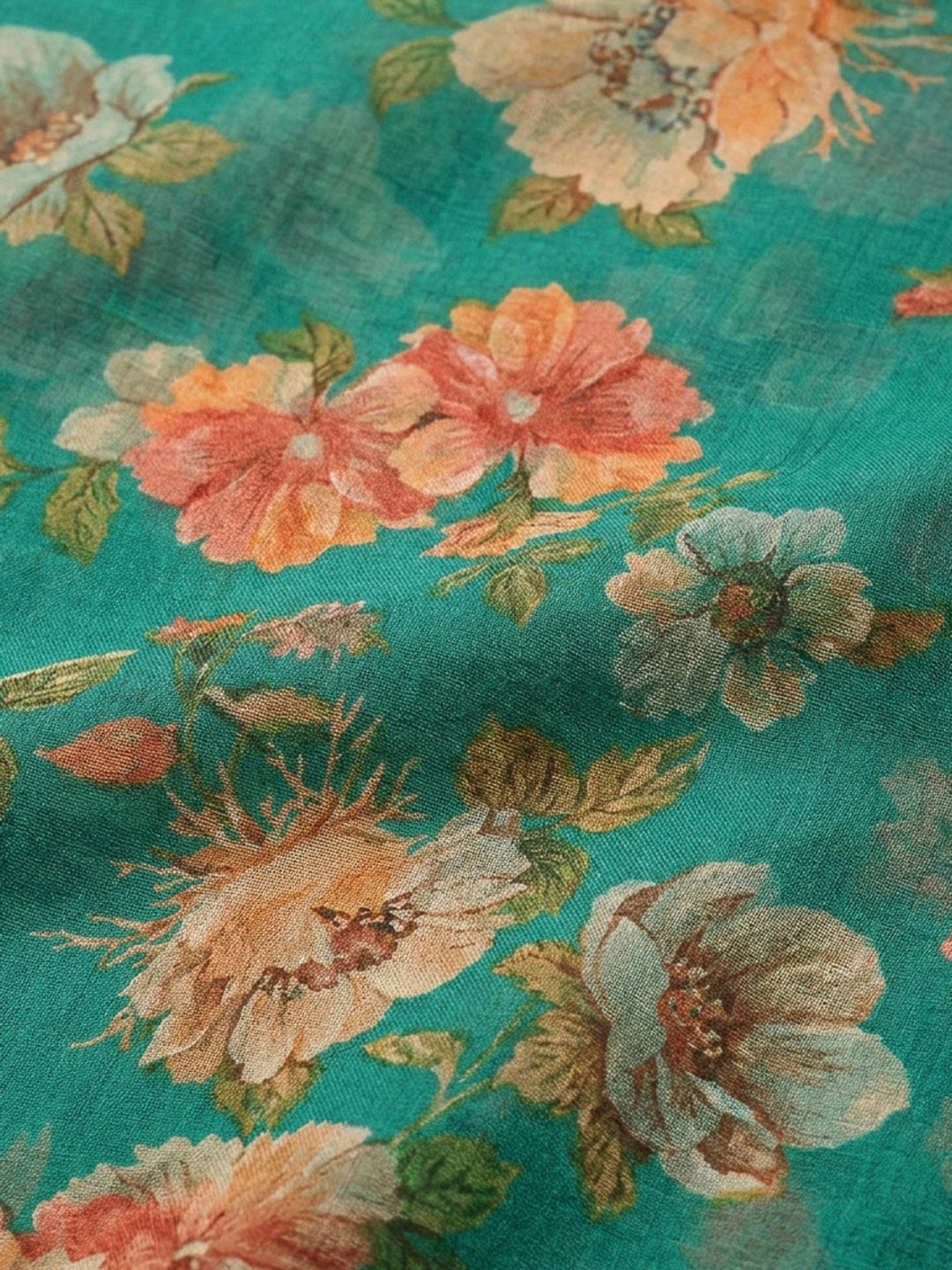 Sea Green Embroidery Organza Unstitched Dress Material