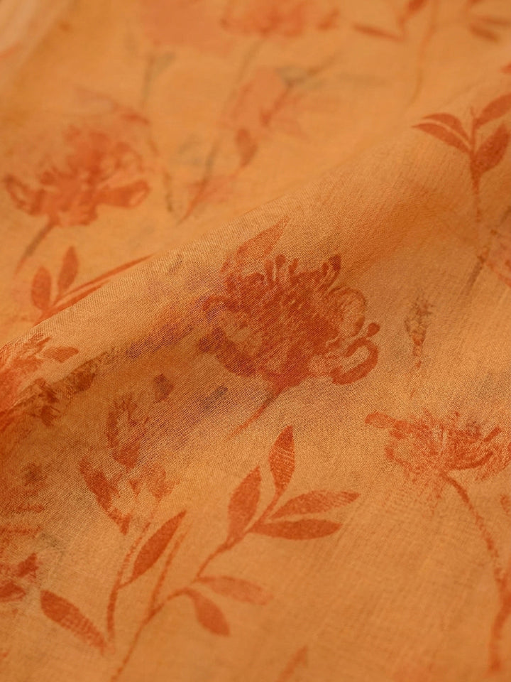 Mustard Embroidery Organza Unstitched Dress Material