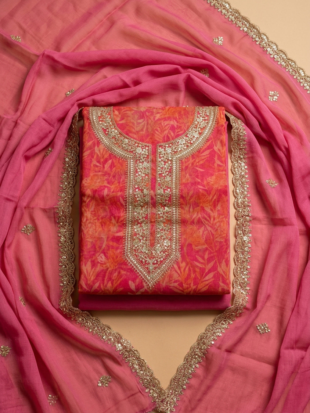 Rani Embroidery Organza Unstitched Dress Material
