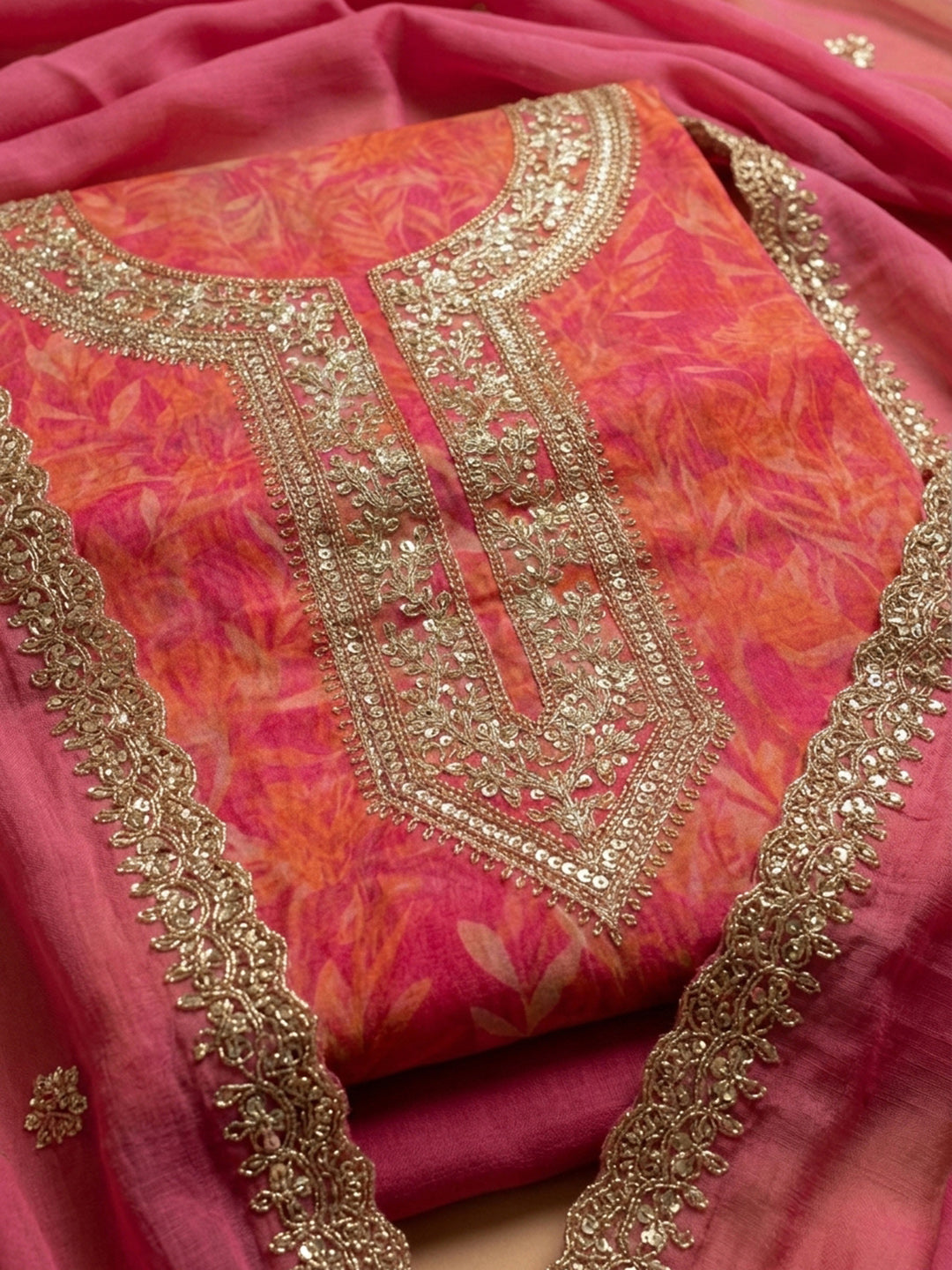 Rani Embroidery Organza Unstitched Dress Material