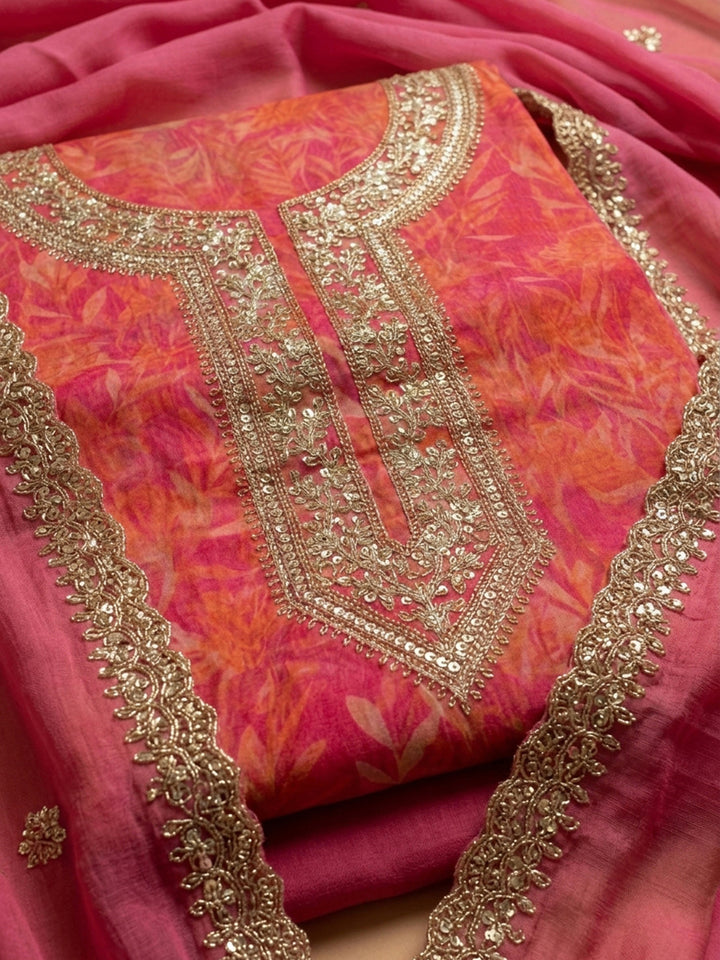 Rani Embroidery Organza Unstitched Dress Material