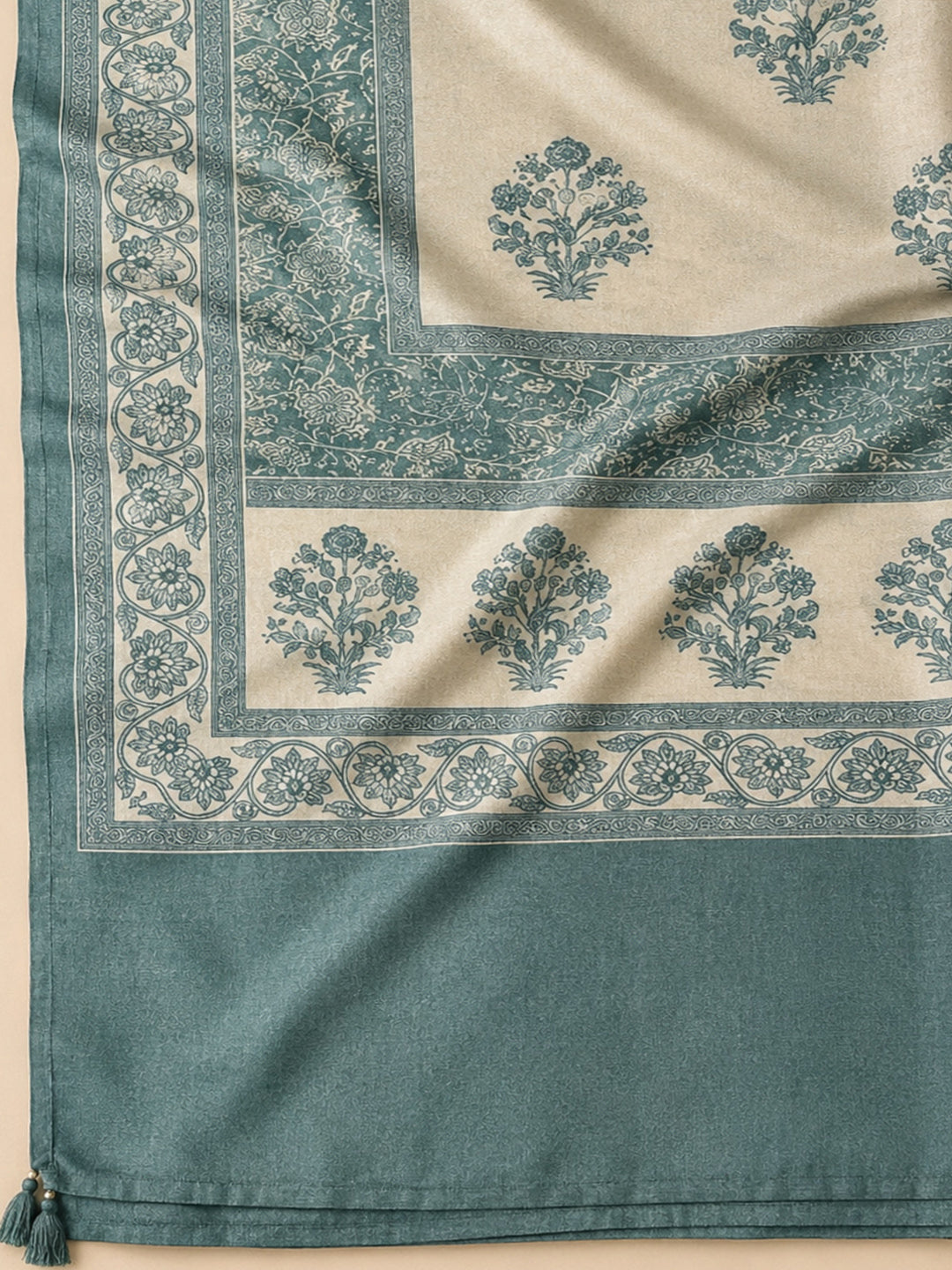 Grey Printed Linen Blend Unstitched Dress Material