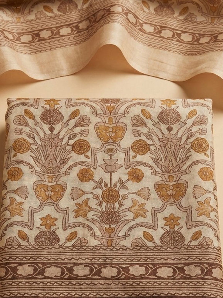 Rust Embroidery Chanderi Unstitched Dress Material