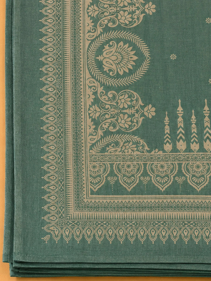 Aqua Green Chanderi Printed Unstitched Dress Material