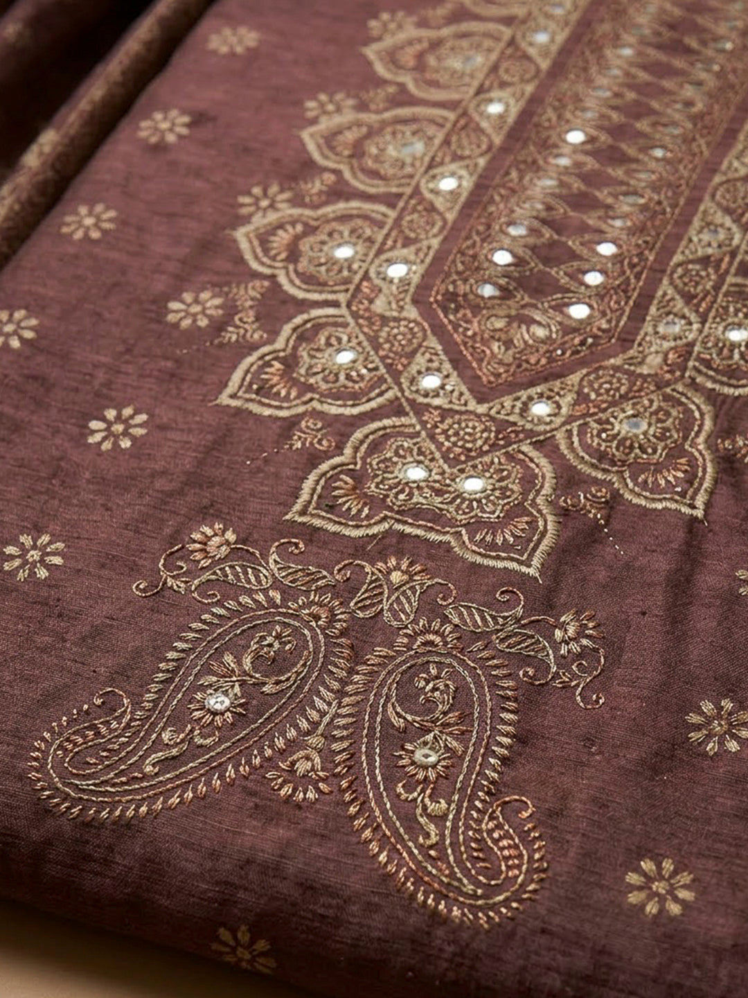 Lavender Chanderi Printed Unstitched Dress Material
