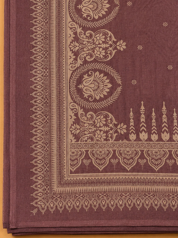 Lavender Chanderi Printed Unstitched Dress Material