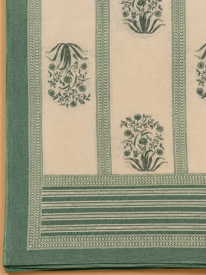 Green Chanderi Printed Unstitched Dress Material