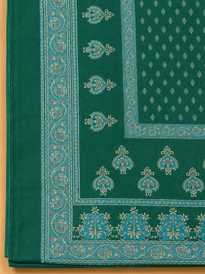 Rama Green Chanderi Printed Unstitched Dress Material