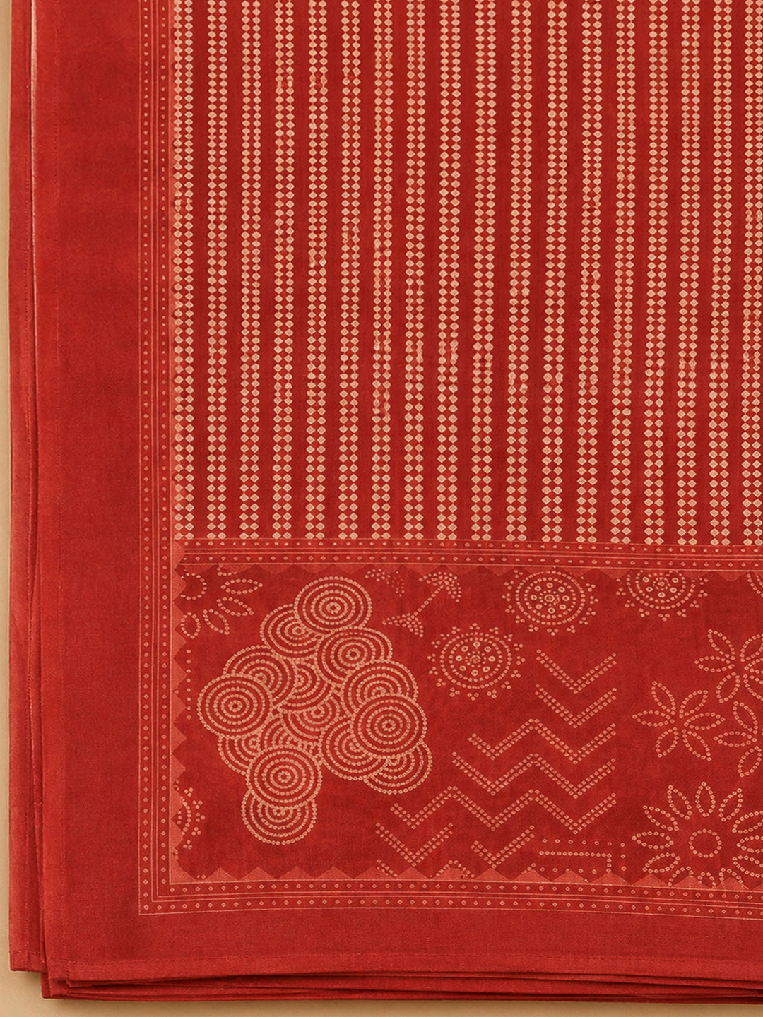 Red Chanderi Printed Unstitched Dress Material