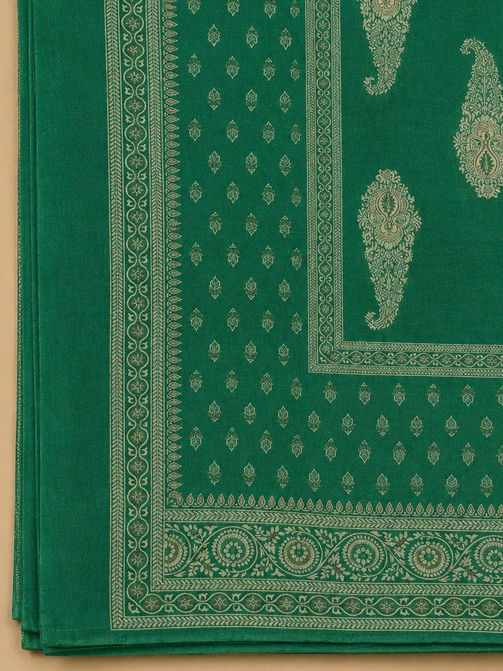 Rama Green Chanderi Printed Unstitched Dress Material