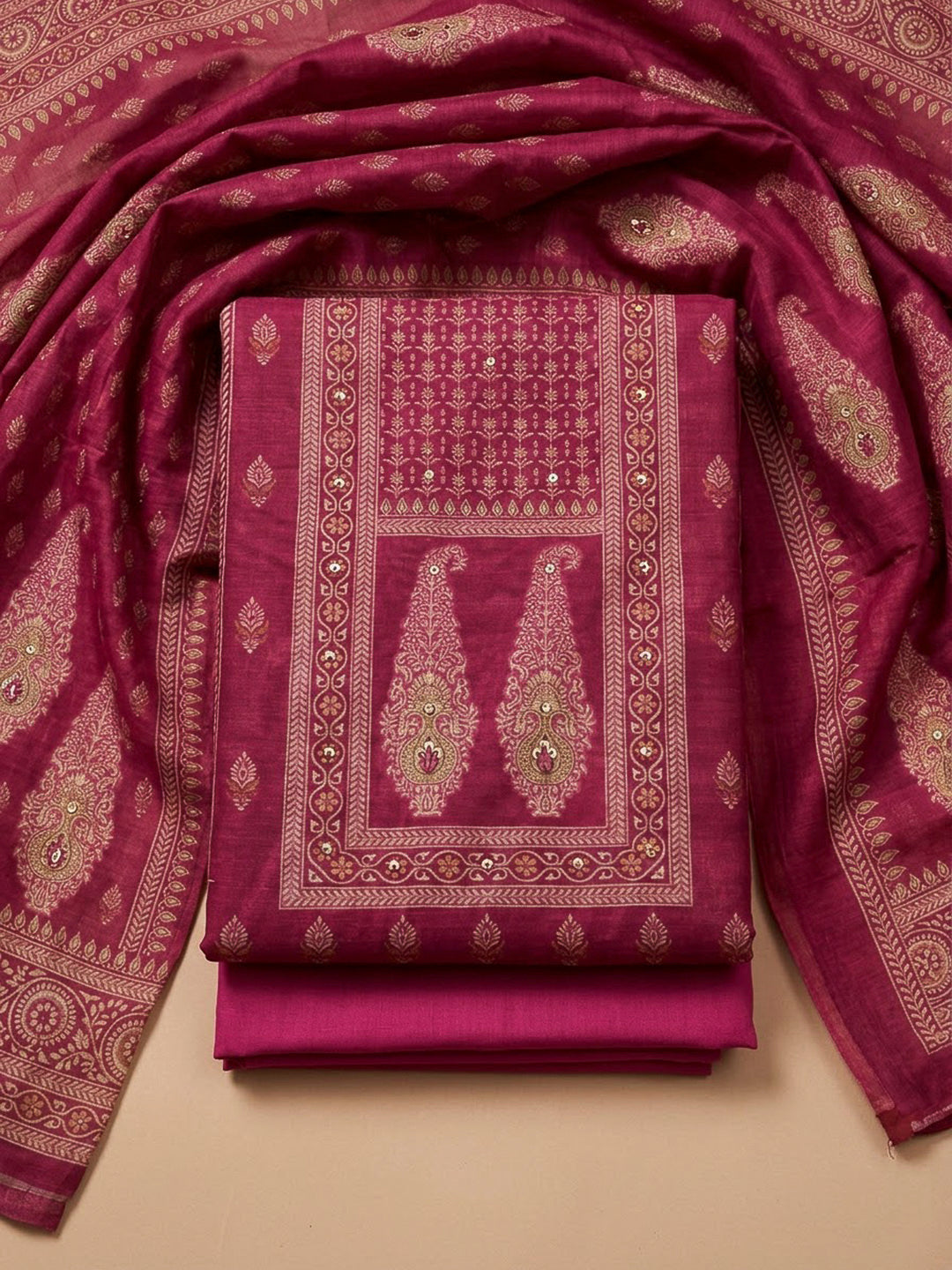 Rani Chanderi Printed Unstitched Dress Material