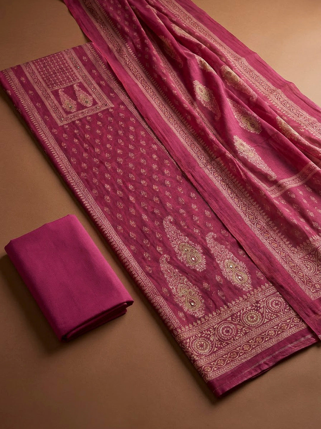 Rani Chanderi Printed Unstitched Dress Material