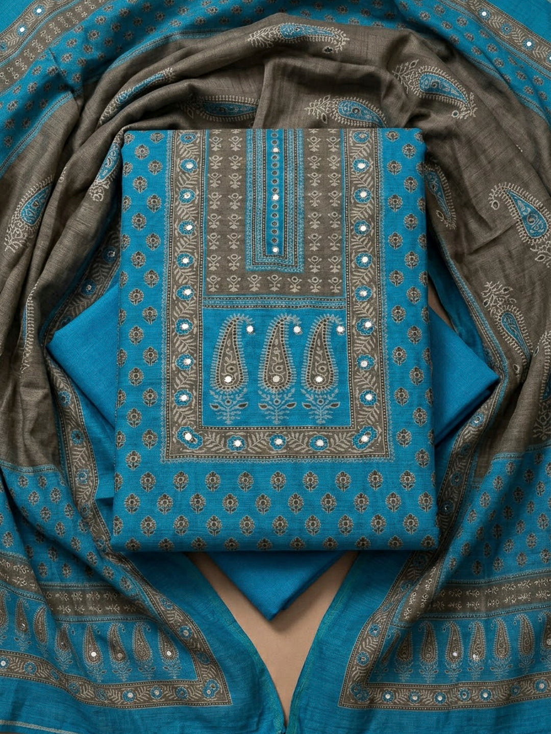Firozee Chanderi Printed Unstitched Dress Material