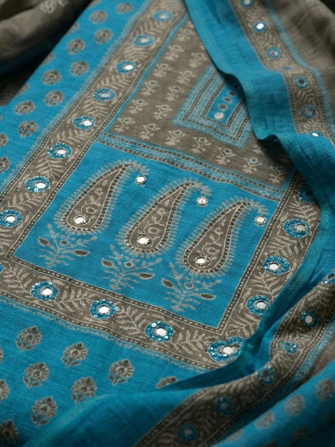 Firozee Chanderi Printed Unstitched Dress Material