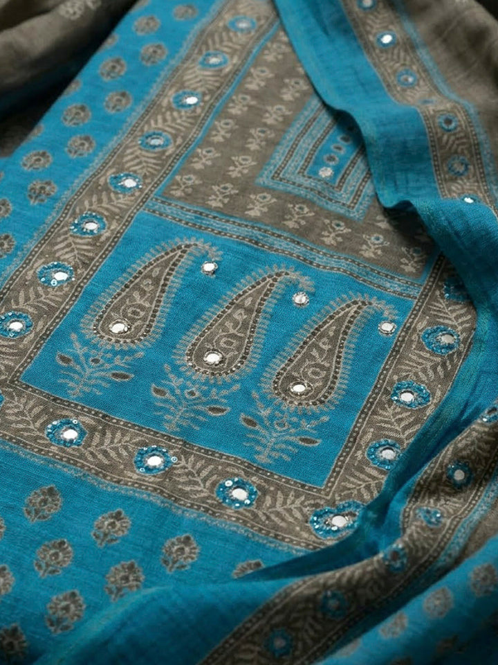 Firozee Chanderi Printed Unstitched Dress Material