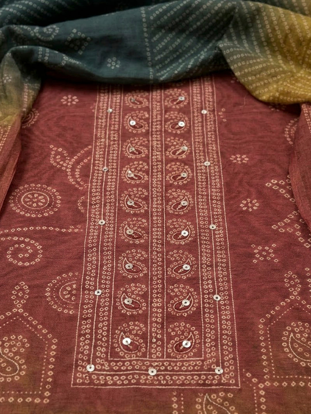 Onion Pink Chanderi Printed Unstitched Dress Material