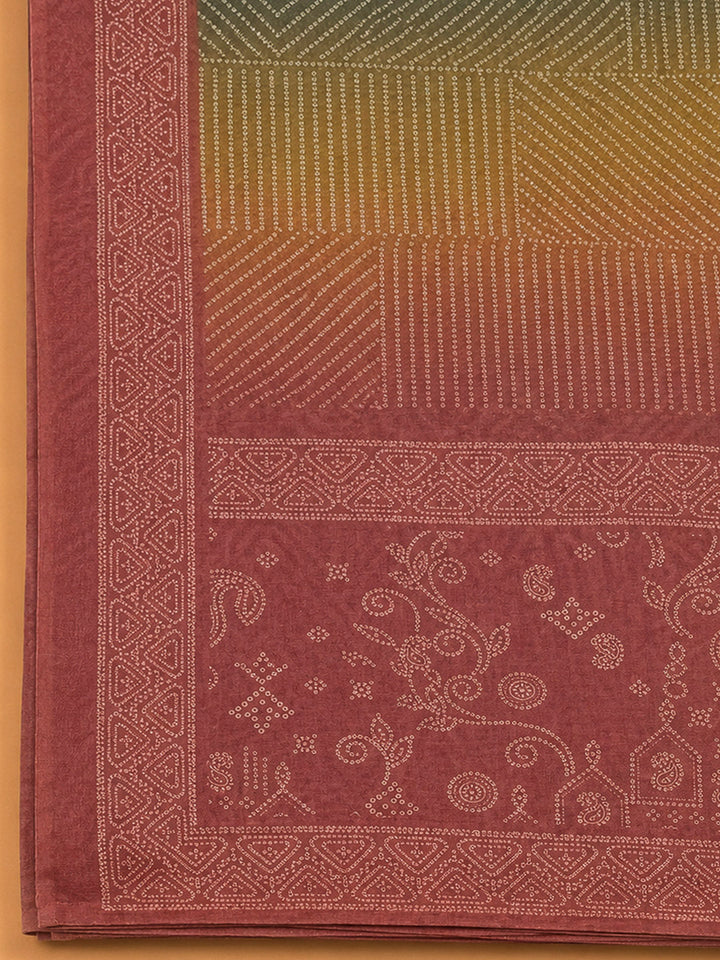 Onion Pink Chanderi Printed Unstitched Dress Material