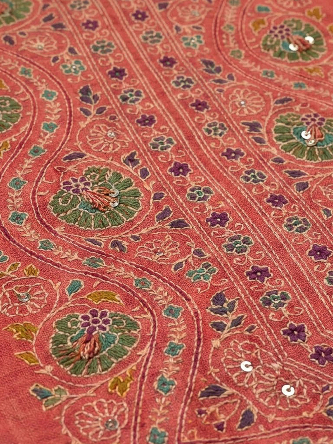 Pink Chanderi Printed Unstitched Dress Material
