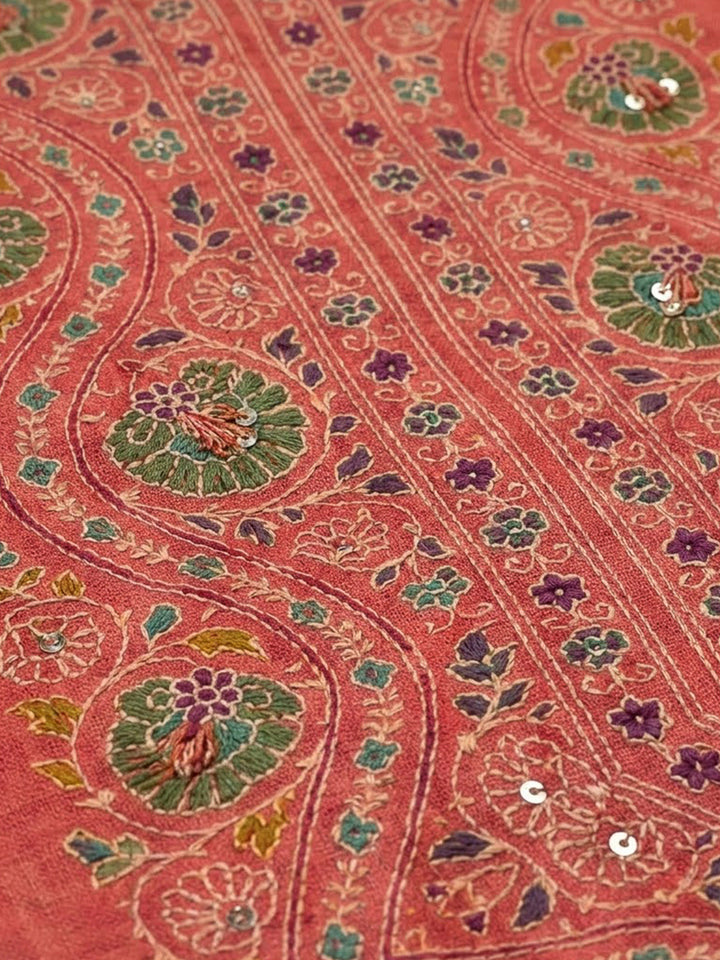 Pink Chanderi Printed Unstitched Dress Material