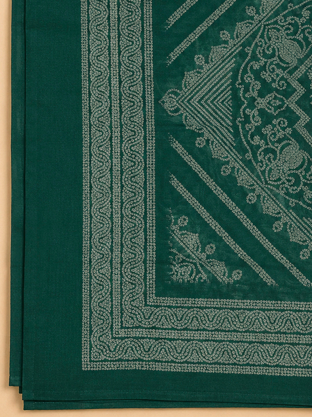 Green Chanderi Printed Unstitched Dress Material