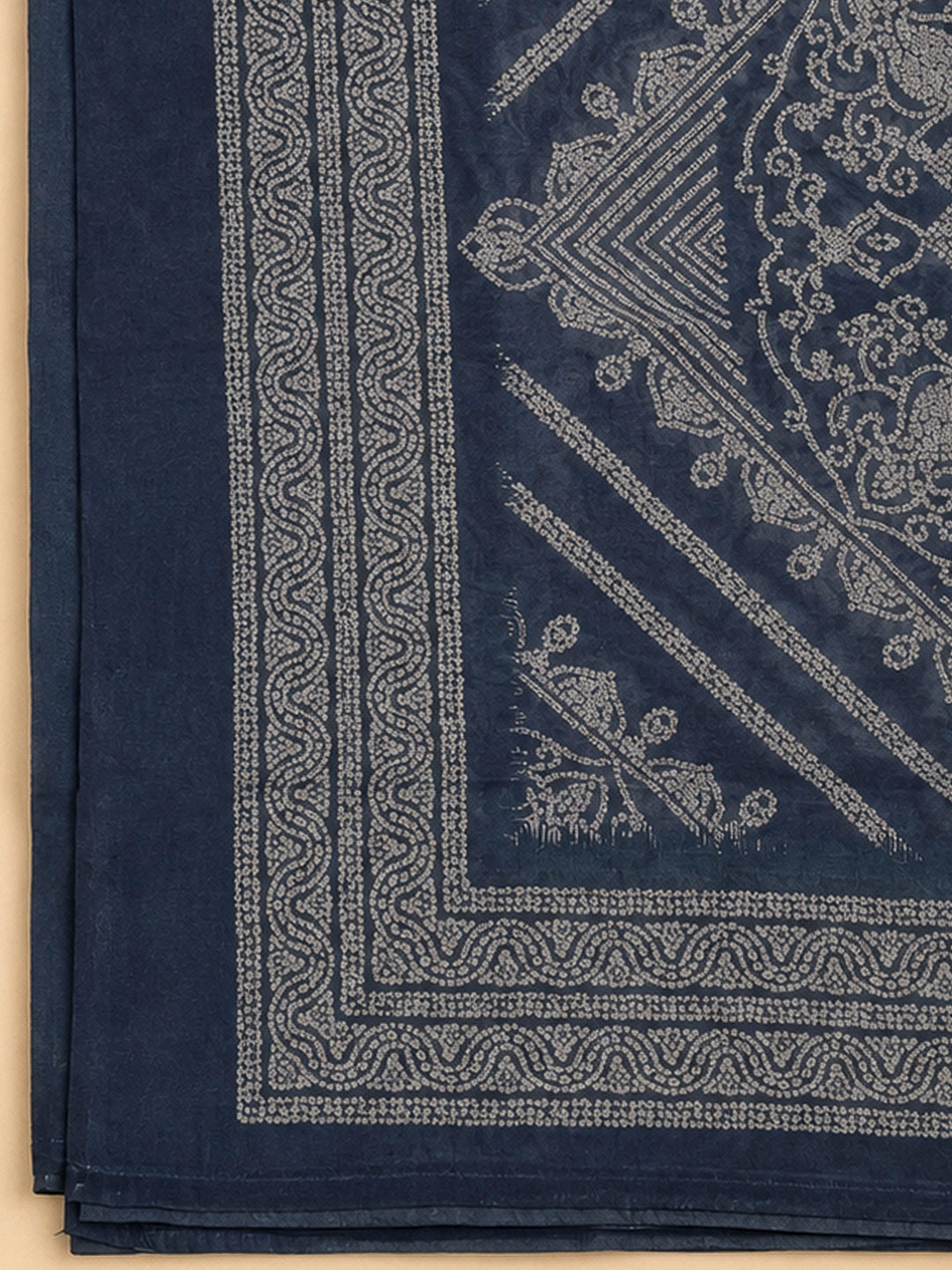 Grey Chanderi Printed Unstitched Dress Material