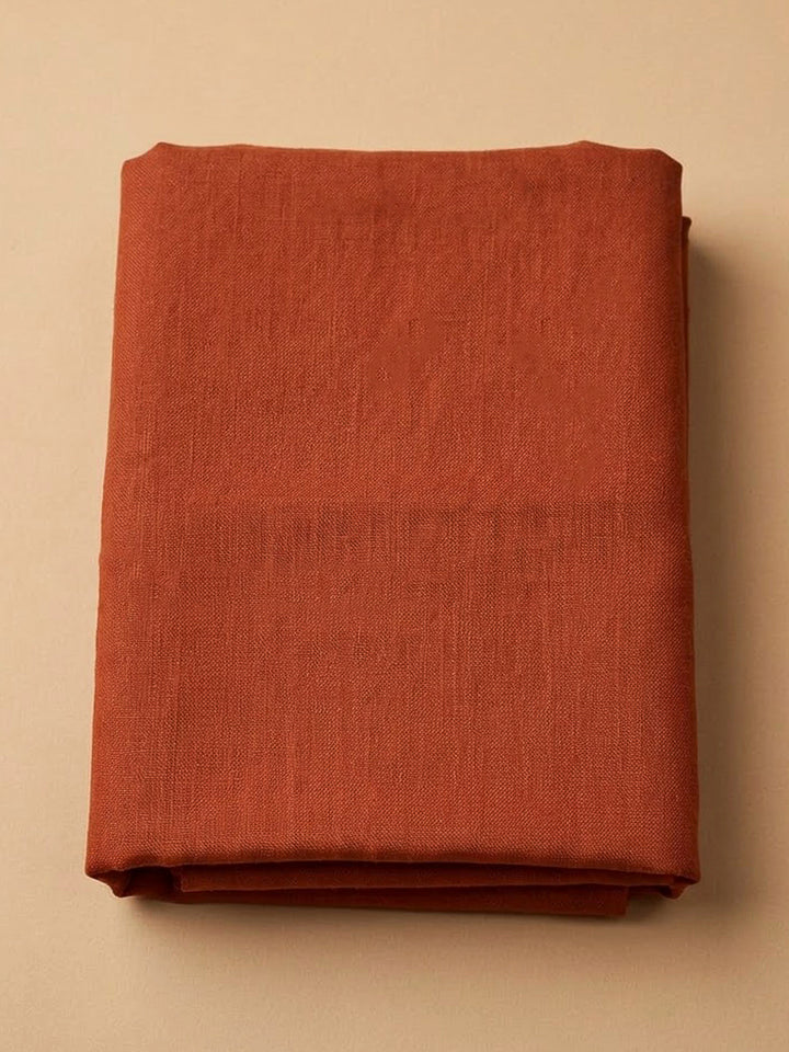 Rust Chanderi Printed Unstitched Dress Material