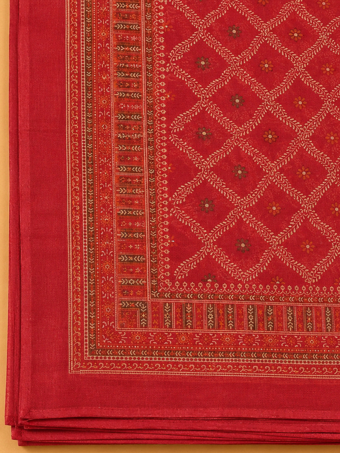 Onion Pink Chanderi Printed Unstitched Dress Material