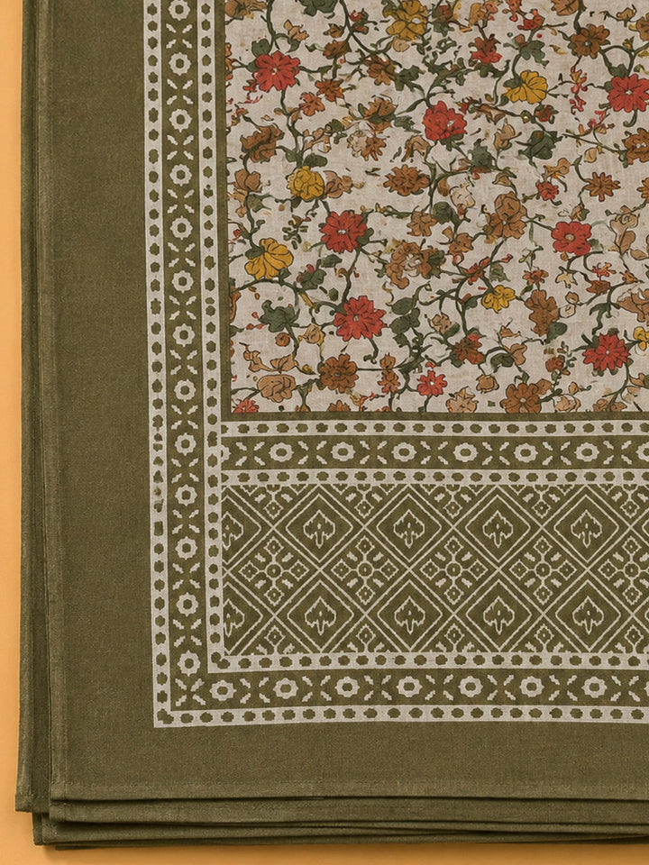Mehndi Chanderi Printed Unstitched Dress Material