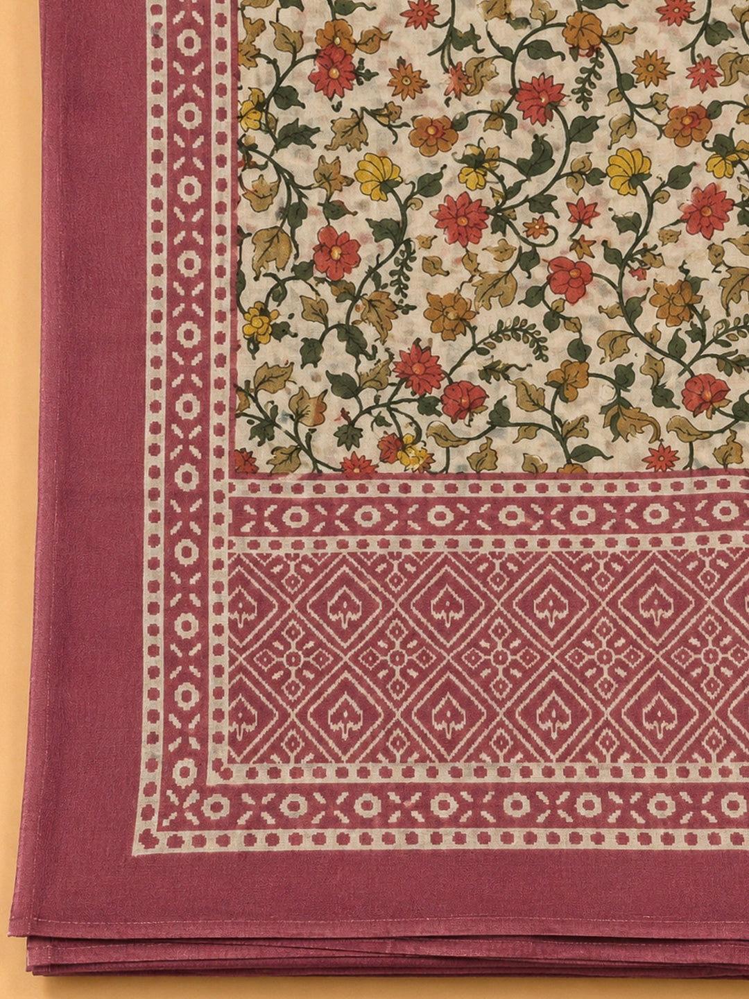 Onion Pink Chanderi Printed Unstitched Dress Material