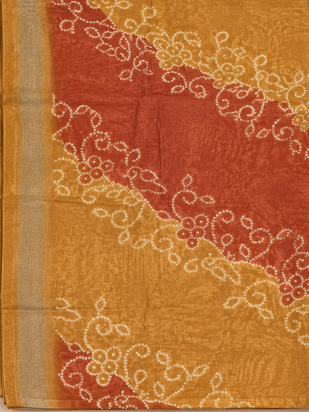 Rust Printed Chanderi Unstitched Dress Material