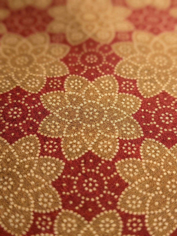 Rust Printed Chanderi Unstitched Dress Material