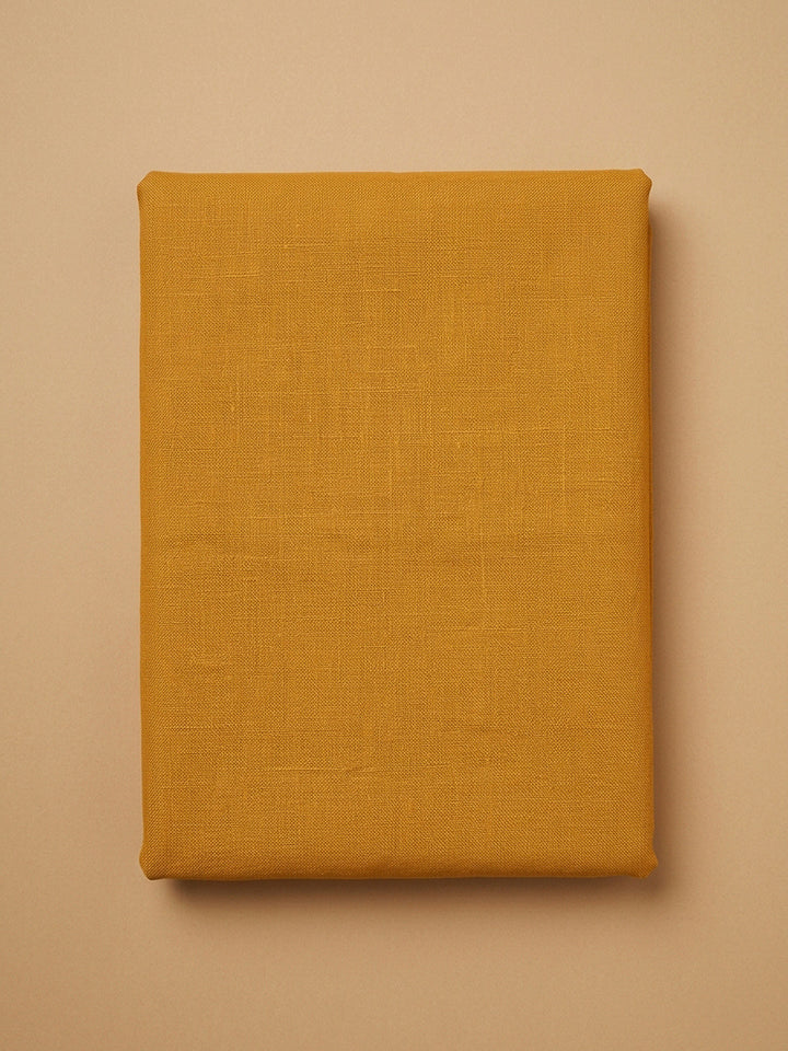 Mustard Printed Chanderi Unstitched Dress Material