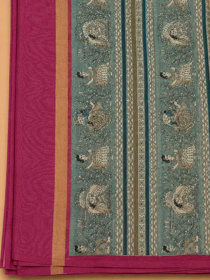 Red Printed Chanderi Unstitched Dress Material