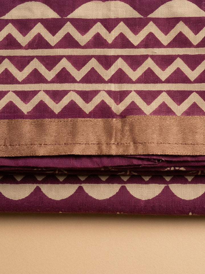 Wine Printed Chanderi Unstitched Dress Material
