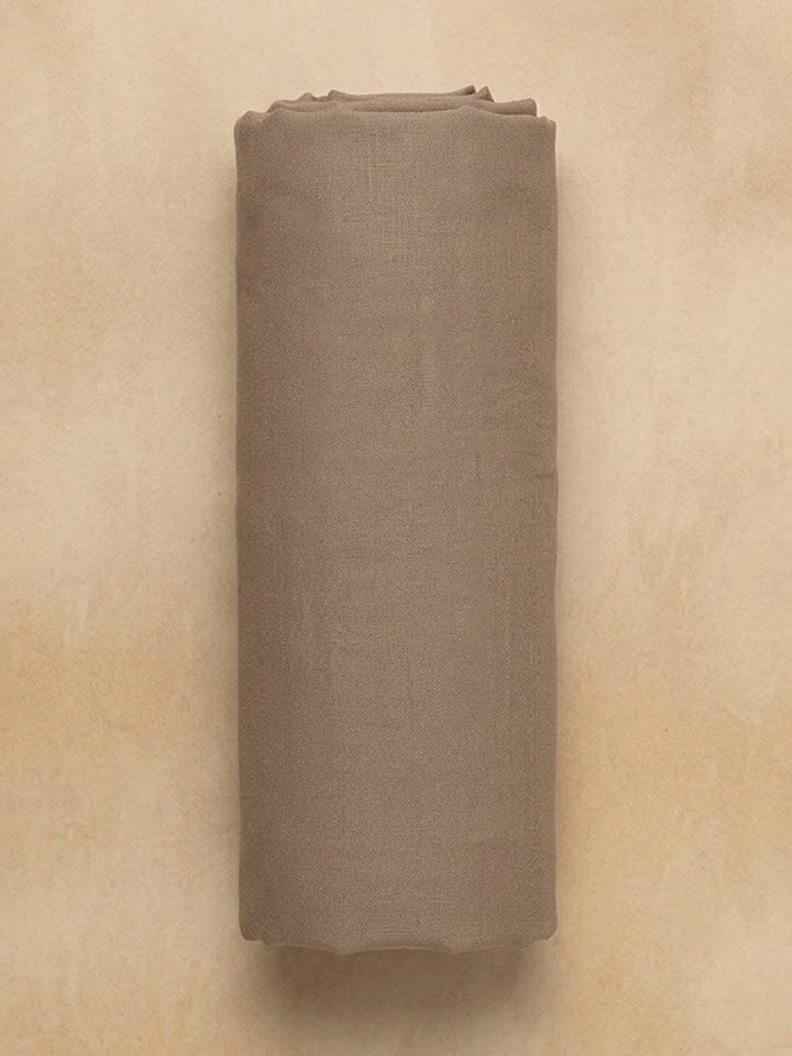 Beige Linen Blend Printed Unstitched Dress Material