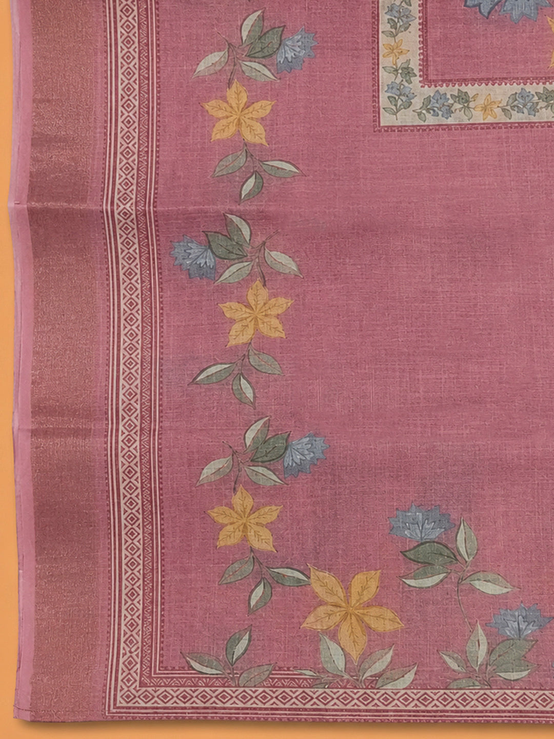 Onion Pink Chanderi Printed Unstitched Dress Material