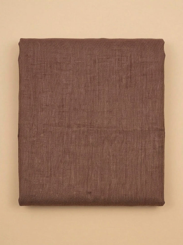Brown Linen Blend Printed Unstitched Dress Material