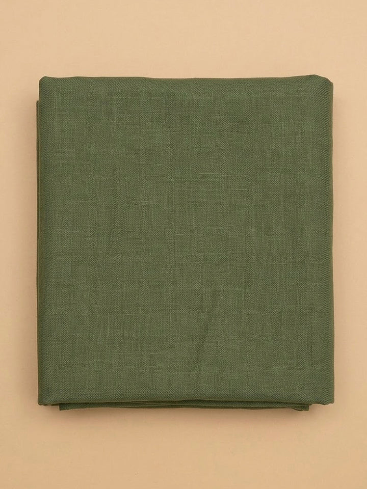 Green Linen Blend Printed Unstitched Dress Material