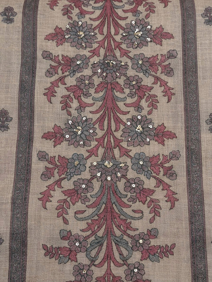 Onion Pink Linen Blend Printed Unstitched Dress Material