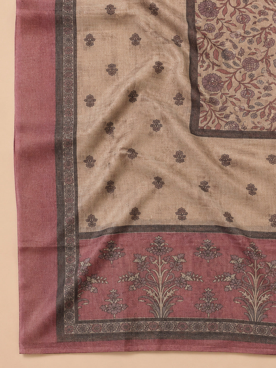 Onion Pink Linen Blend Printed Unstitched Dress Material