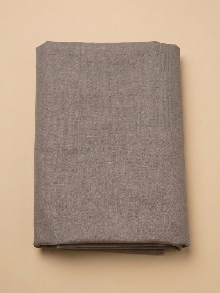 Beige Linen Blend Embroidered Unstitched Dress Material