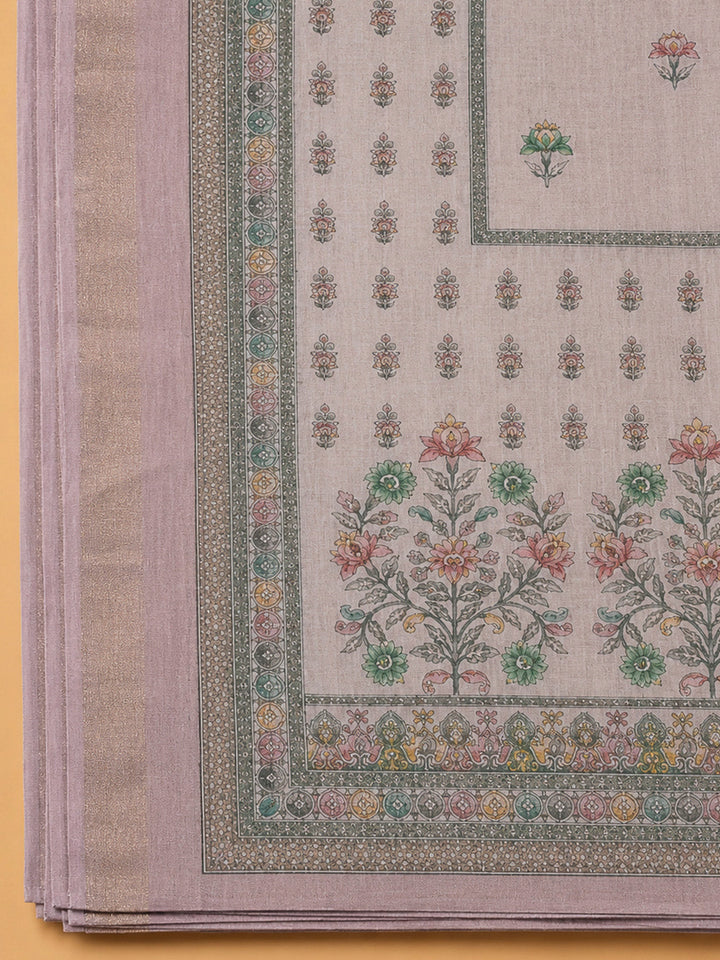 Onion Pink Linen Blend Embroidered Unstitched Dress Material