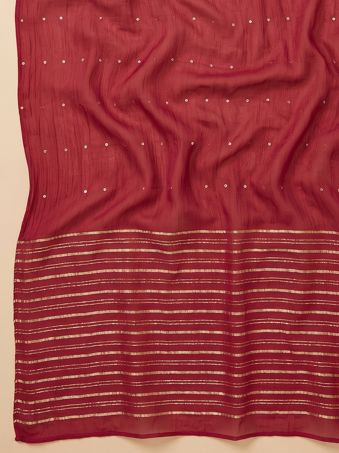 Maroon Embroidered Cotton Blend Unstitched Suit &amp; Pant With Cotton Dupatta