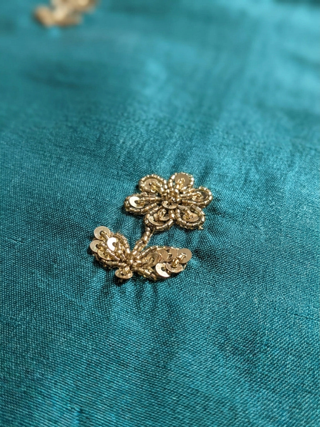 Rama Green Embroidered Cotton Blend Unstitched Suit &amp; Pant With Cotton Dupatta